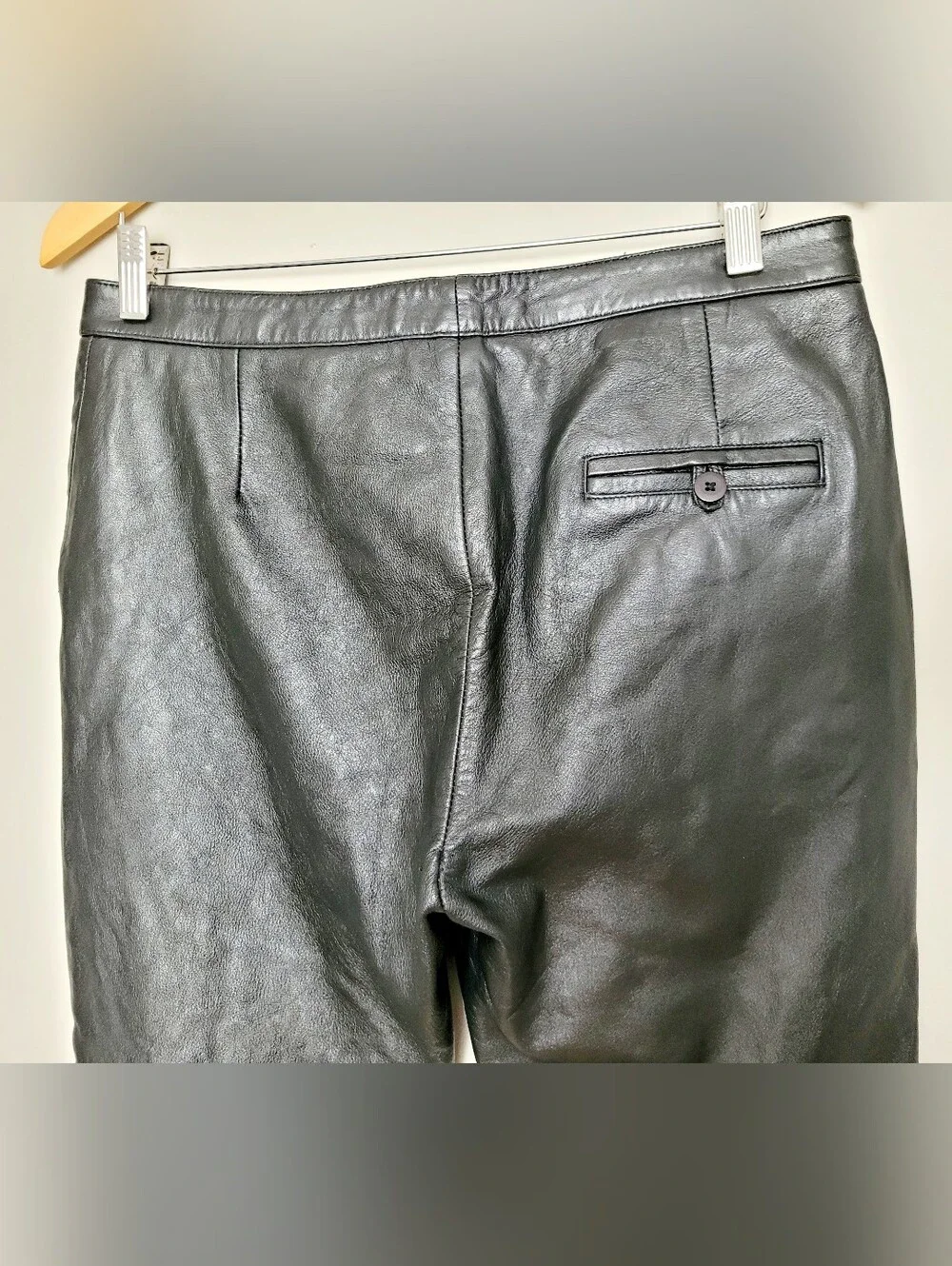 Outer Edge 100% Real Lamb Leather Moto/Biker Black Pants Straight Leg Medium